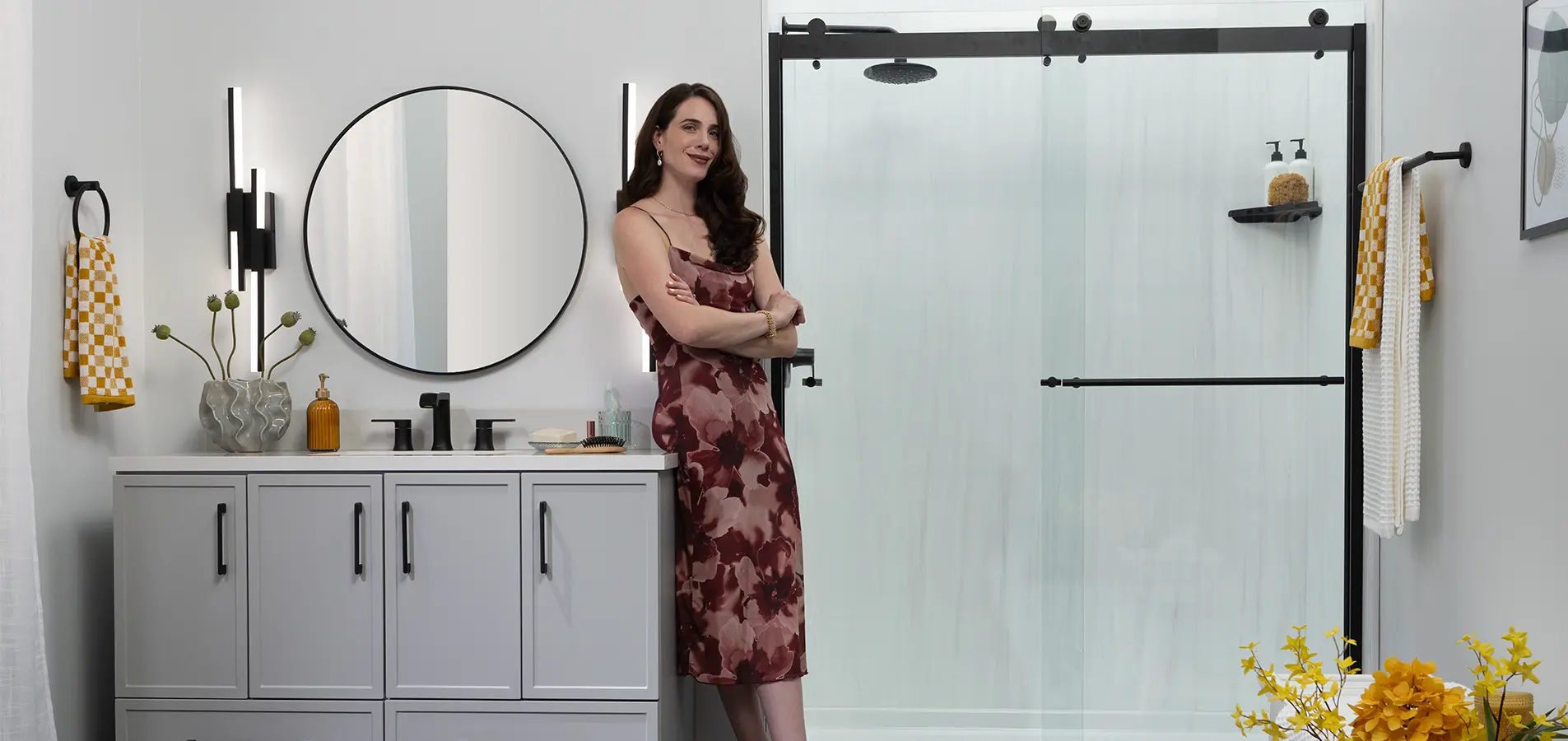 Modern bathroom with shower remodel