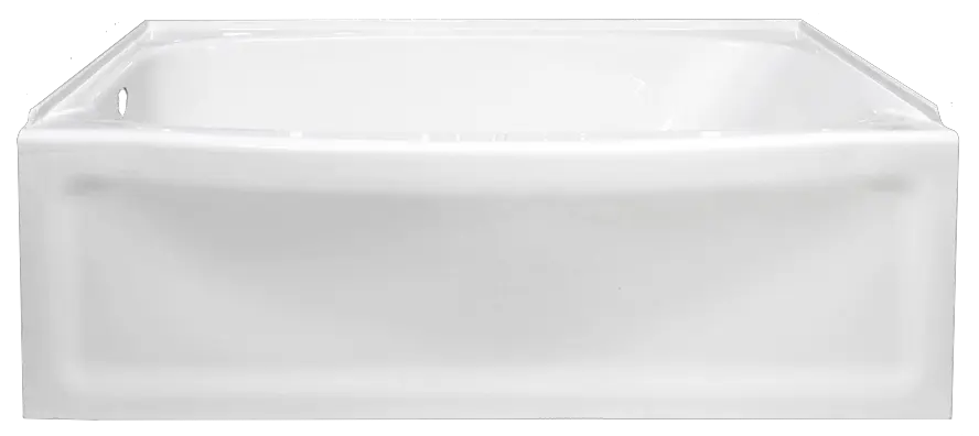 White contour soaker tub with curved apron