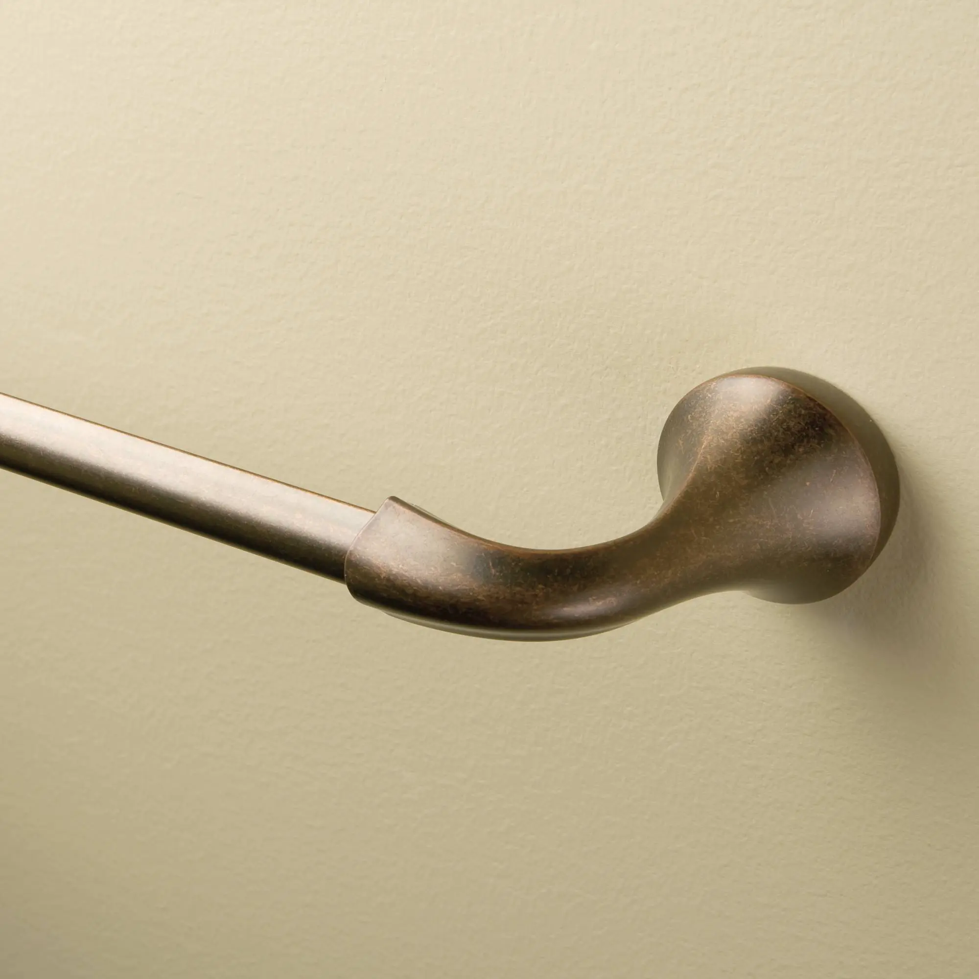 Bronze towel bar hardware close-up