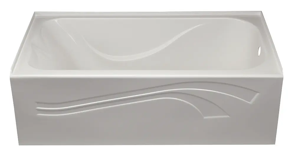 White wave-design acrylic bathtub