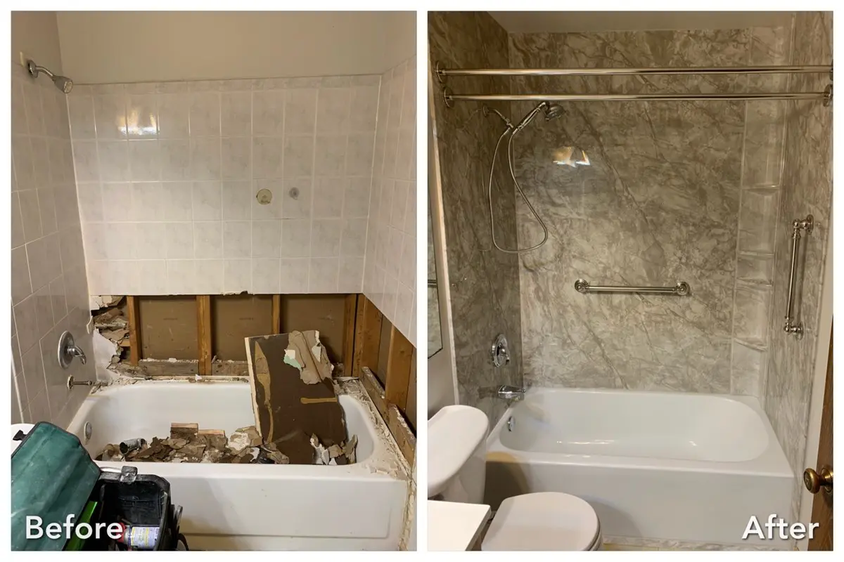 Complete bathroom renovation in Levittown, Nassau County — before and after