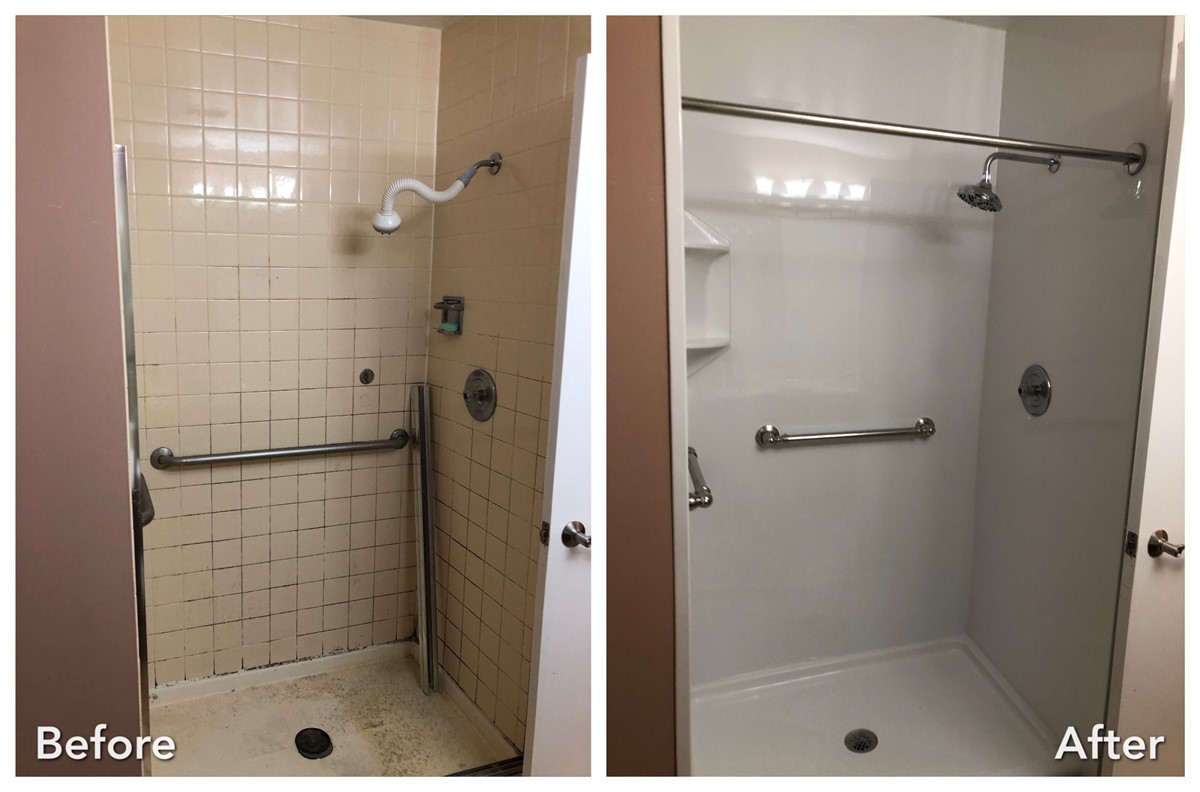 Before and after: Accessible Shower Remodel in Sayville, Suffolk County