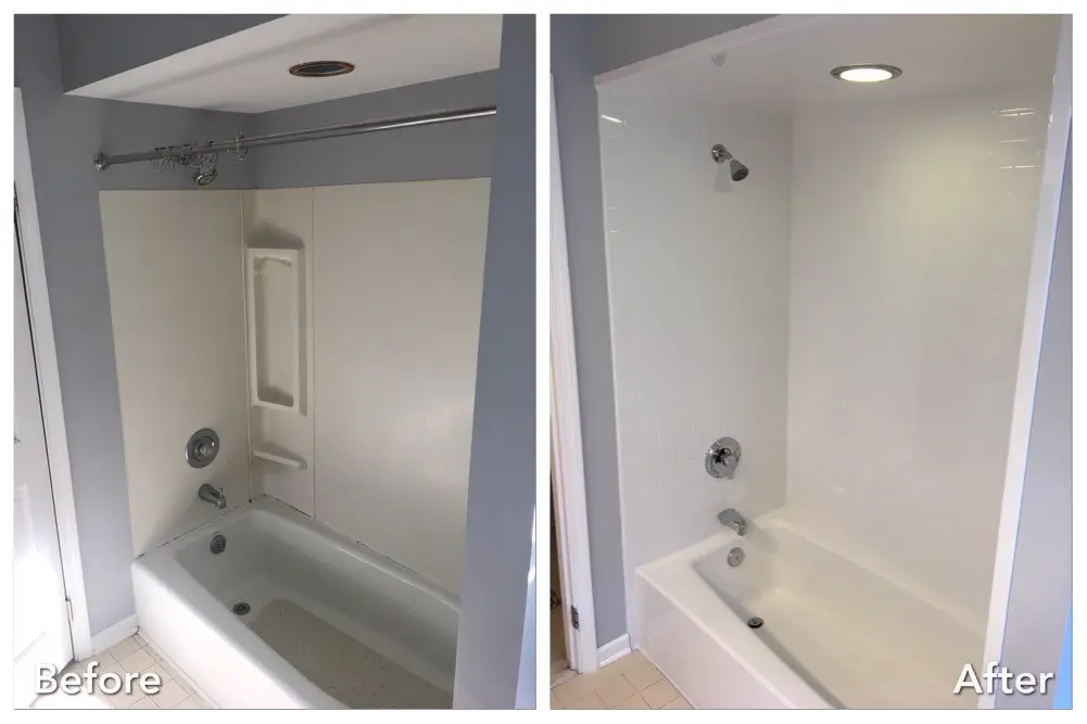 Before and after: Tub Surround Clean Refresh in Blue Point, Suffolk County