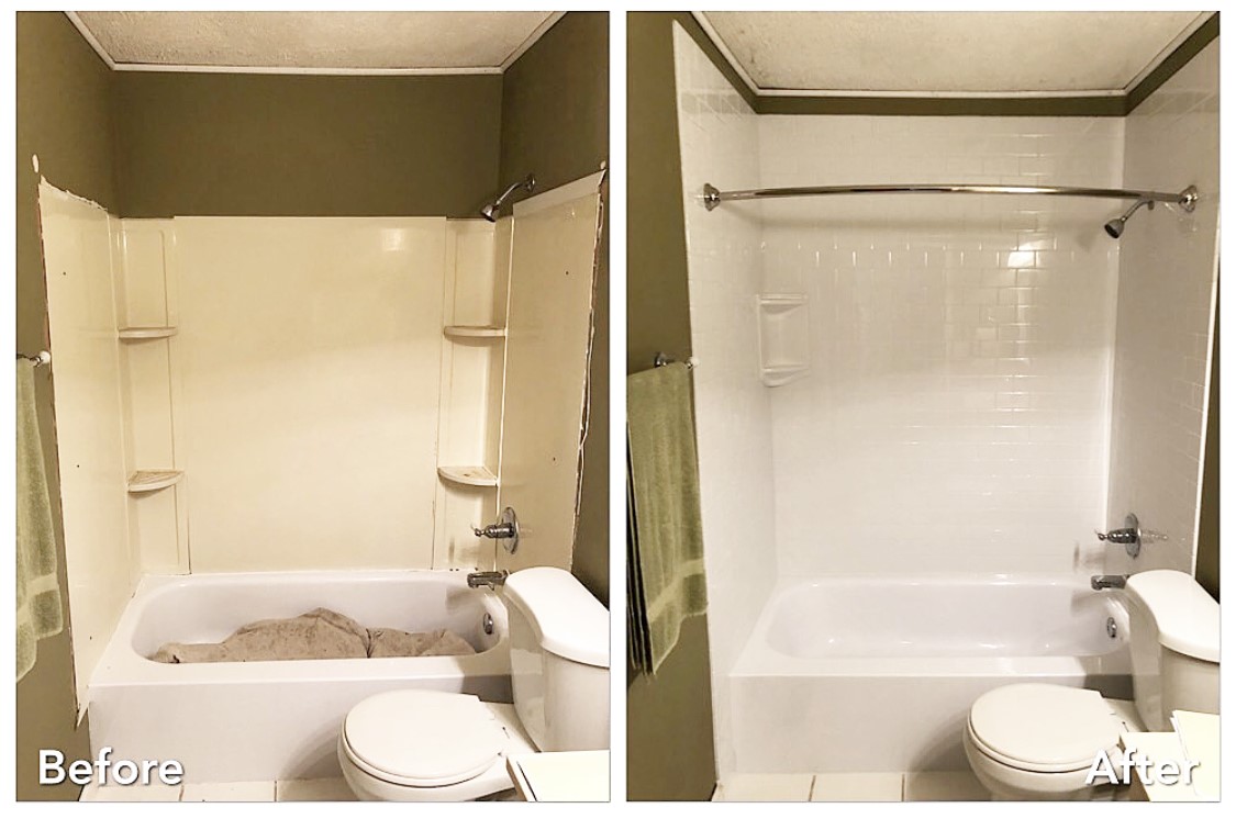 Before and after: Tub Surround Refresh in Oyster Bay, Nassau County