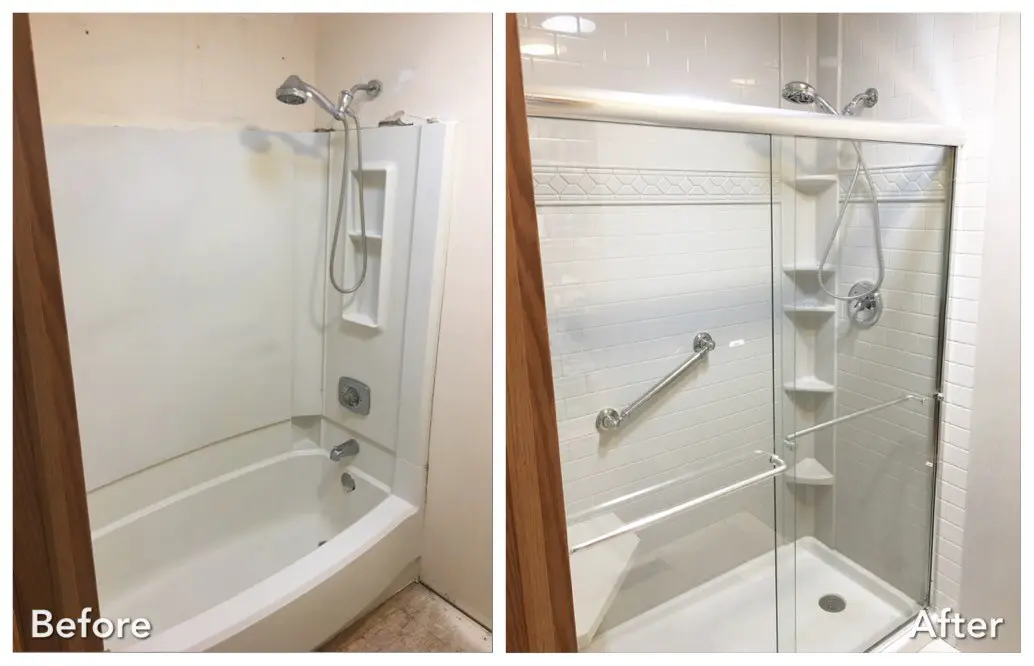 Before and after: Tub-to-Subway Tile Shower in Stony Brook, Suffolk County