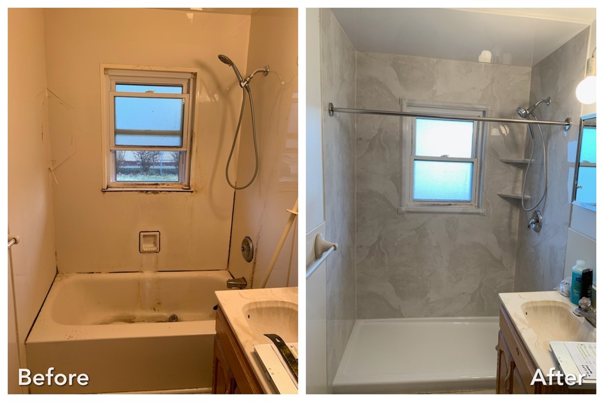 Before and after: Modern Shower Conversion in East Northport, Suffolk County