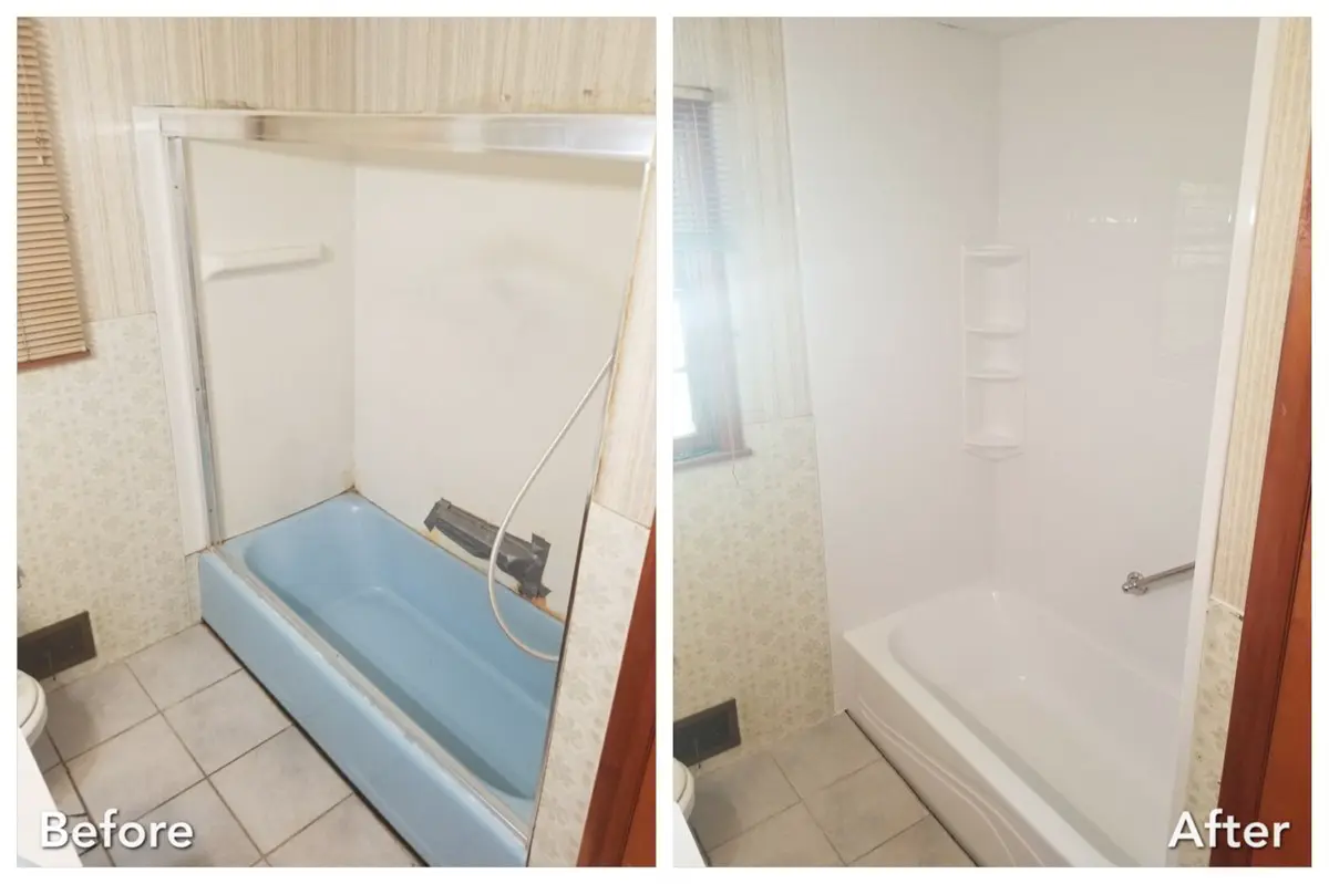 Before and after: Blue Tub Replacement in Hempstead, Nassau County