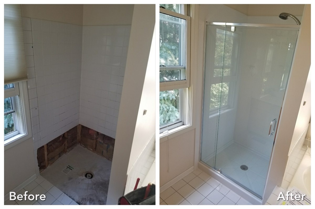 Before and after: Frameless Glass Shower in Rockville Centre, Nassau County
