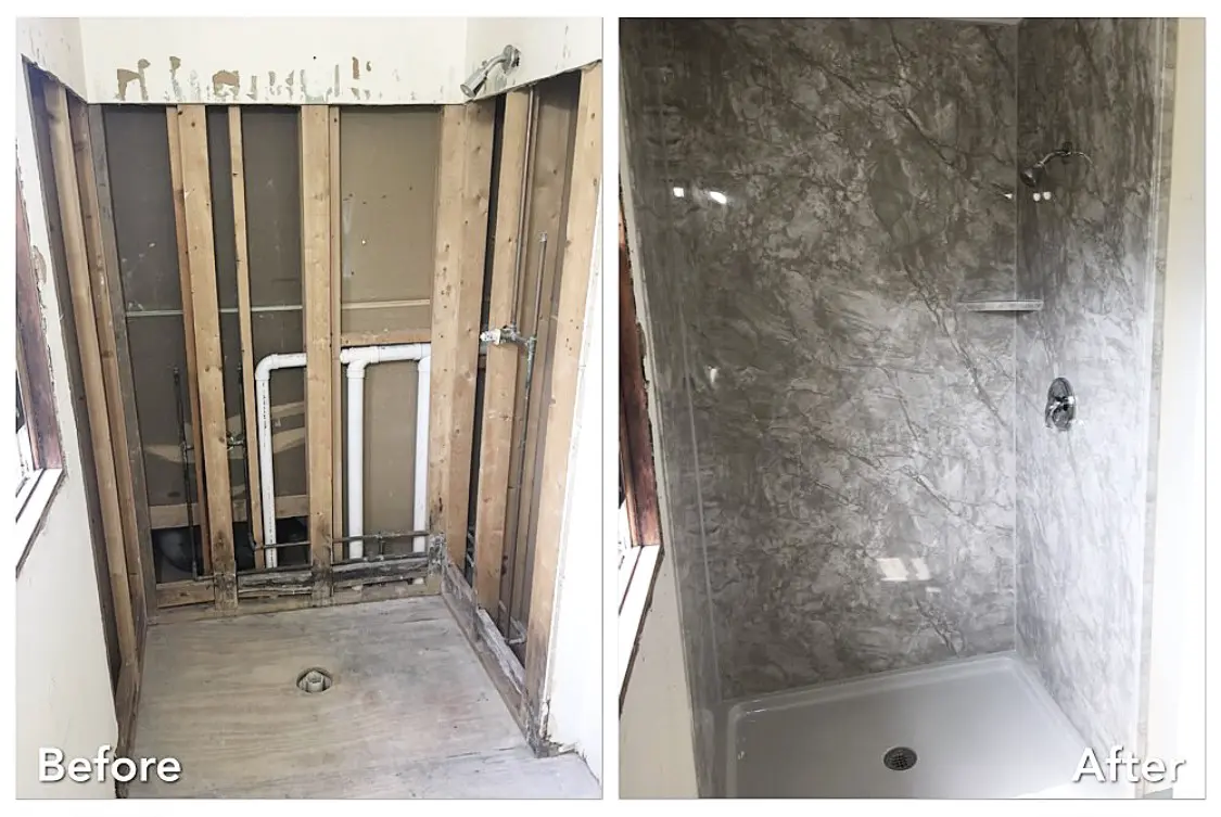 Before and after: Full Shower Rebuild in Hauppauge, Suffolk County