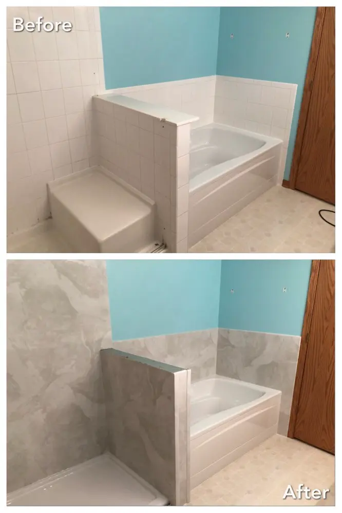 Before and after: Tub Surround Upgrade in Levittown, Nassau County